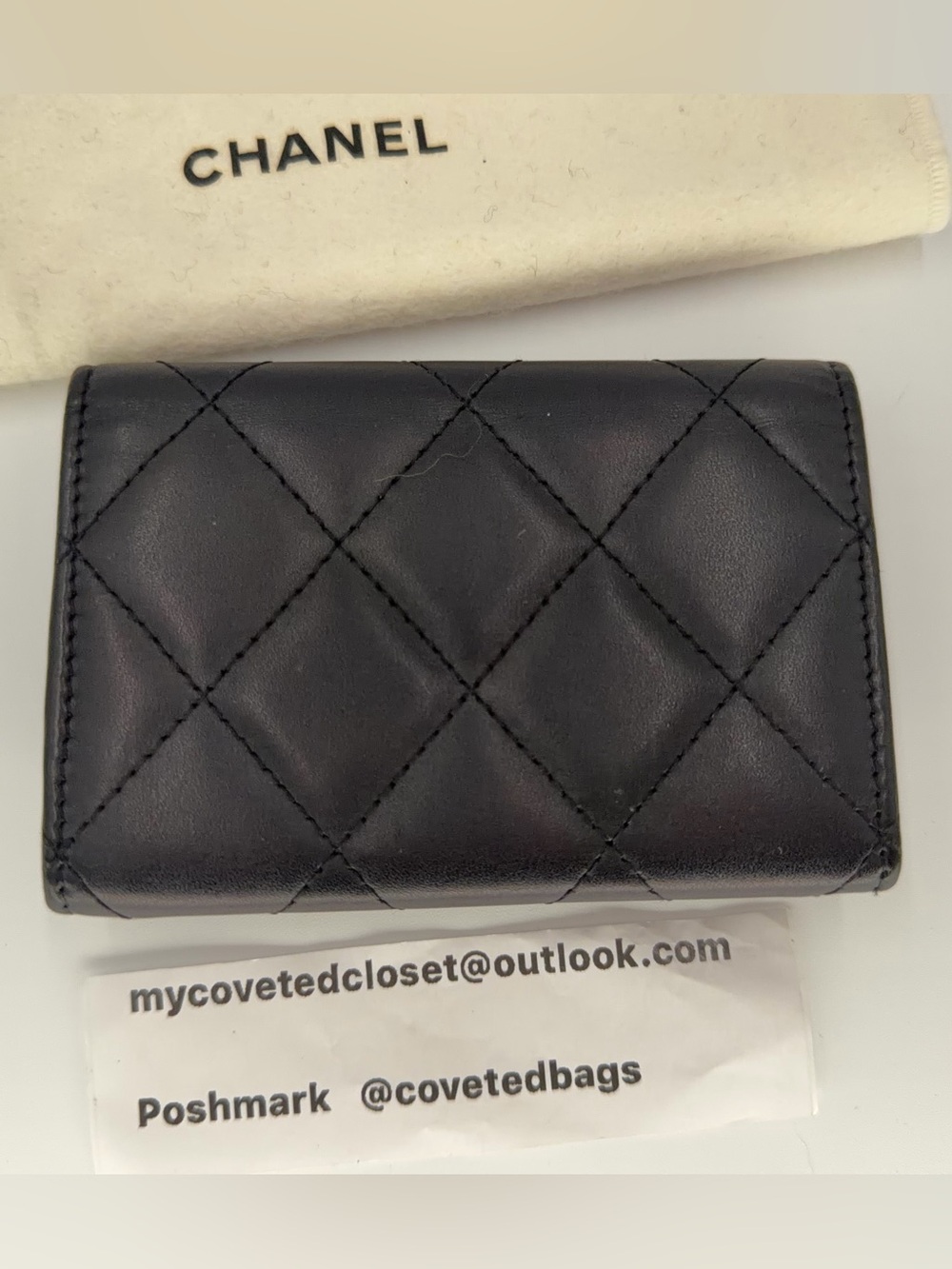 🖤🩷CHANEL Black Cambon CC Flap Card Holder Wallet w/Dust Bag and Entrupy COA - Picture 6 of 11